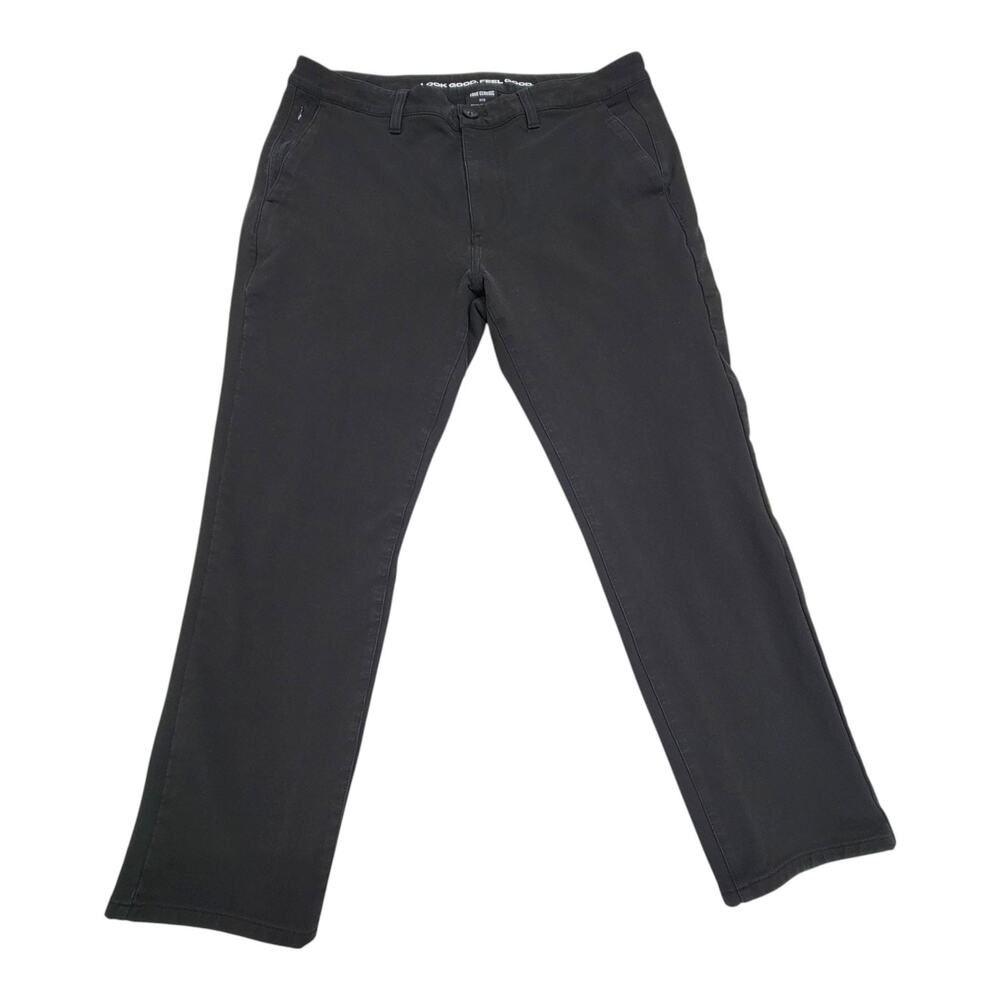 True Classic Mens Size 36x28 Slim Fit Black Chino Pants Stretch Zip Pocket - Picture 2 of 12